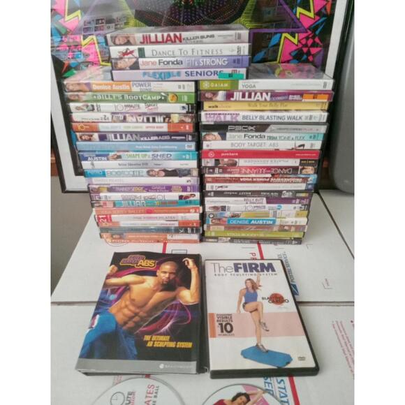 Lot Of 46 Ulimate Workout Lot Of Dvds Pilates Yoga Abs Core + More!~ Trl4#193